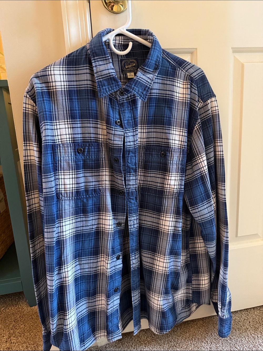 J. Crew Blue and White Plaid Button-Down Shirt